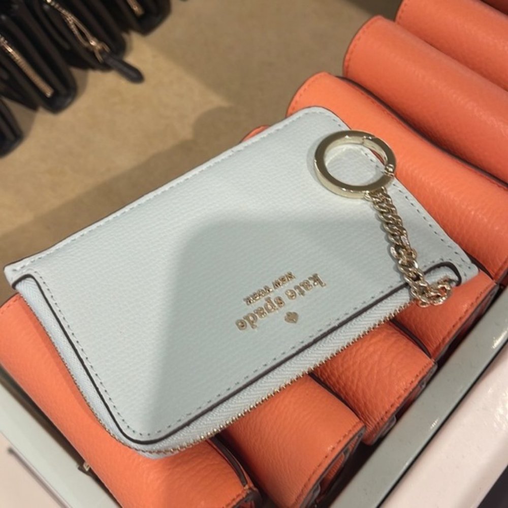 Kate Spade Darcy Medium L-Zip Card Holder Blue Glow - Picture 14 of 16